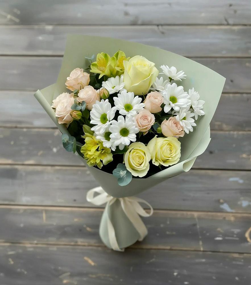 Букет цветов из: Альстромерии, Розы и Хризантемы в Грязовце