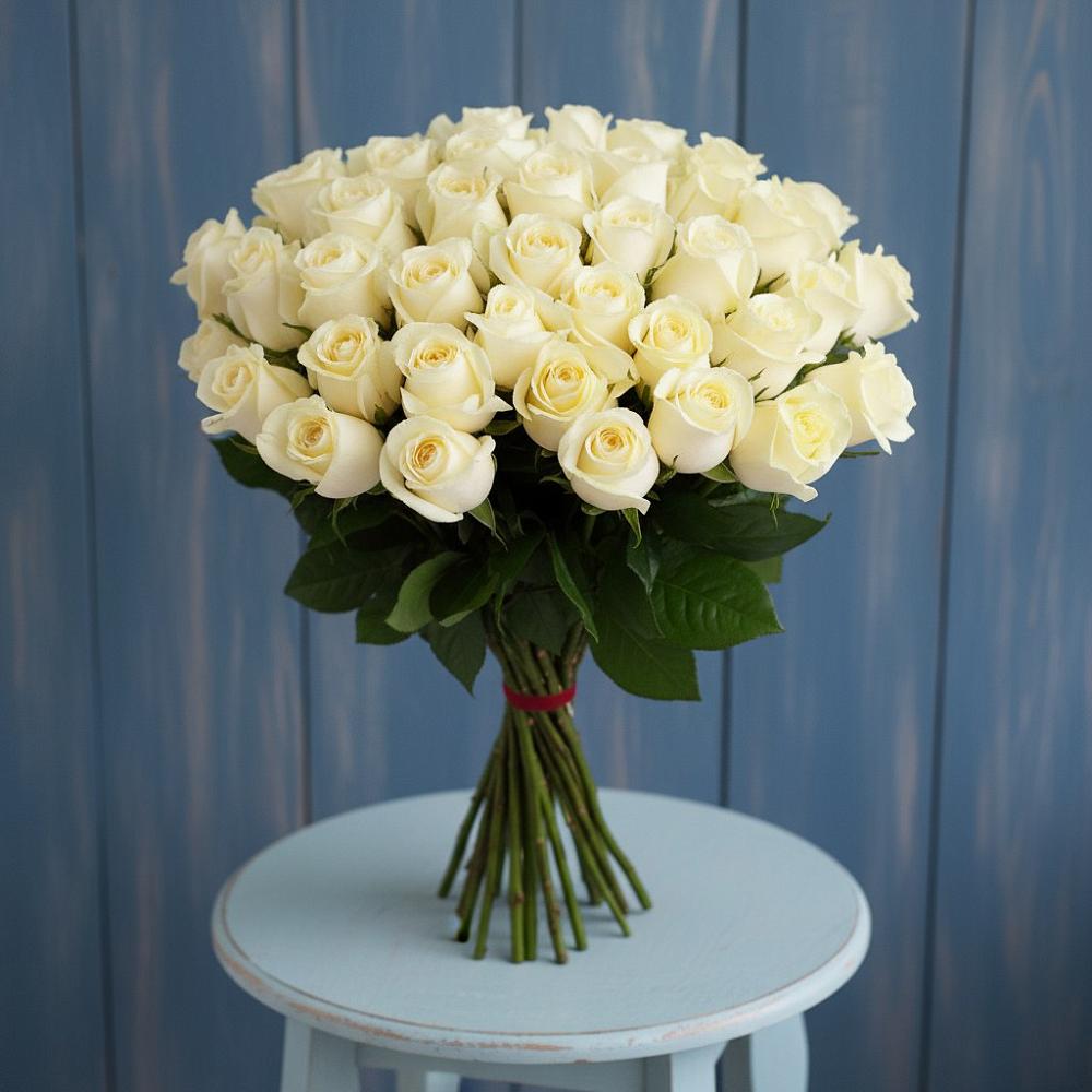 Букет 51 Белая роза Эдлесс Лав в Грязовце