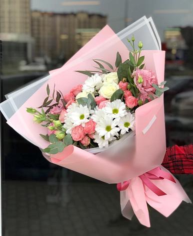 Букет цветов из: Розы, Лизиантусы и Хризантемы в Грязовце